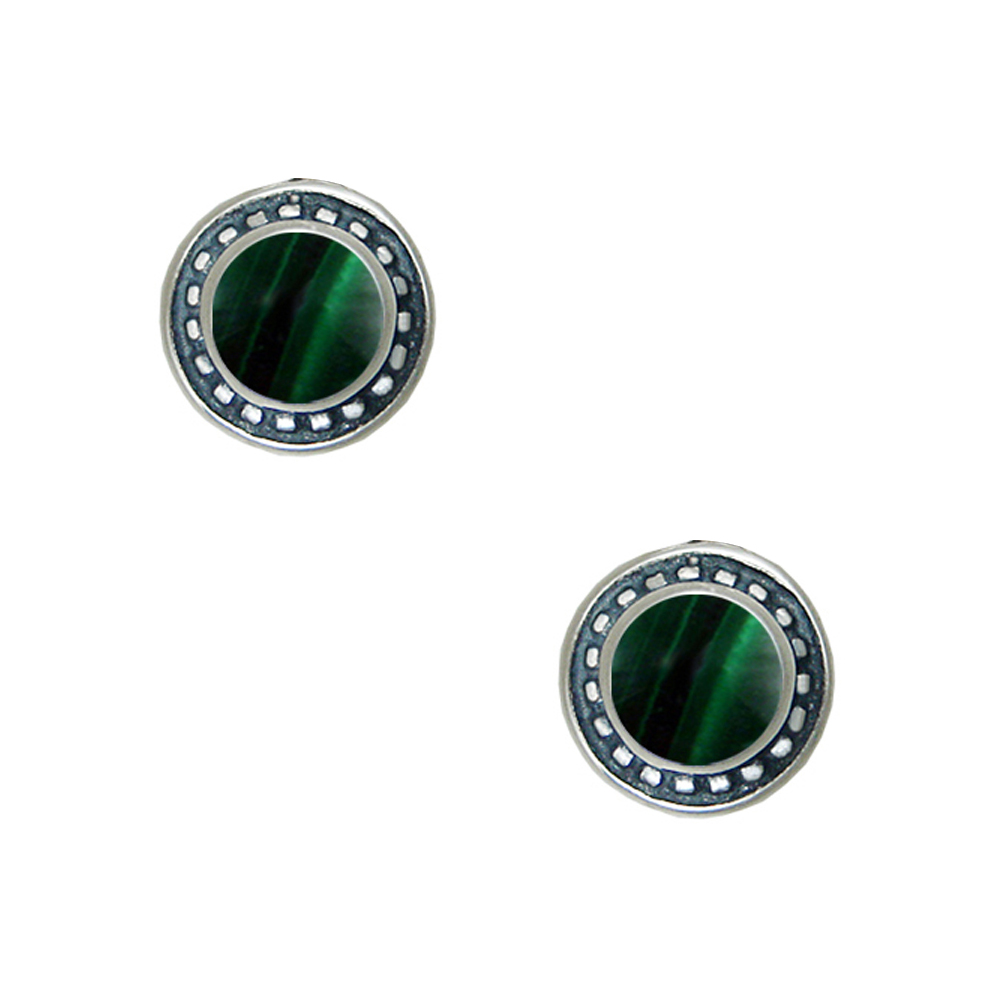 Sterling Silver Little Malachite Post Stud Earrings